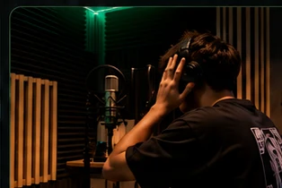 Escena ilustrativa de grabación vocal